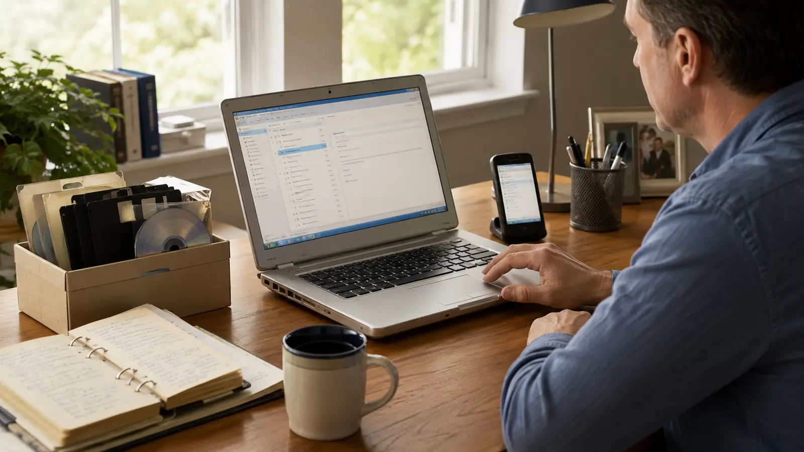 Usuario consultando su correo durante la transición de Hotmail a Outlook en 2013.